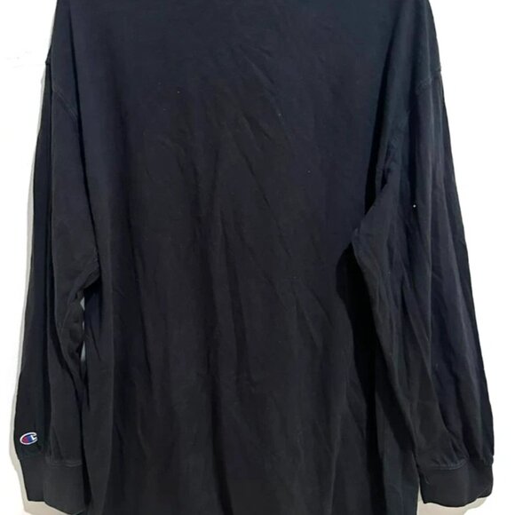 Champion Men’s 2XL Black Long Sleeve Athletic T-Shirt White Logo Gym Tee - Picture 4 of 4